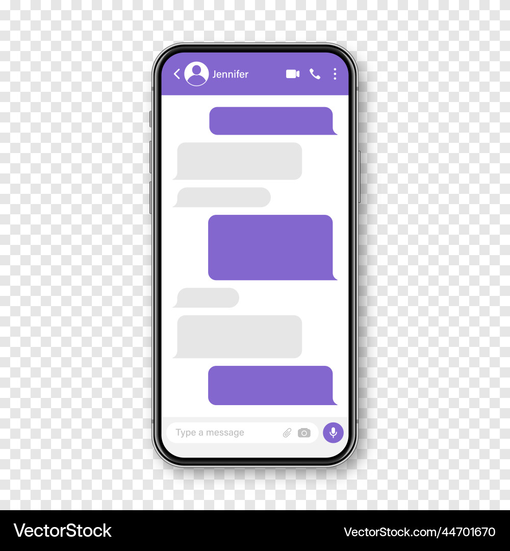 Realistic smartphone with messaging app blank sms vector image