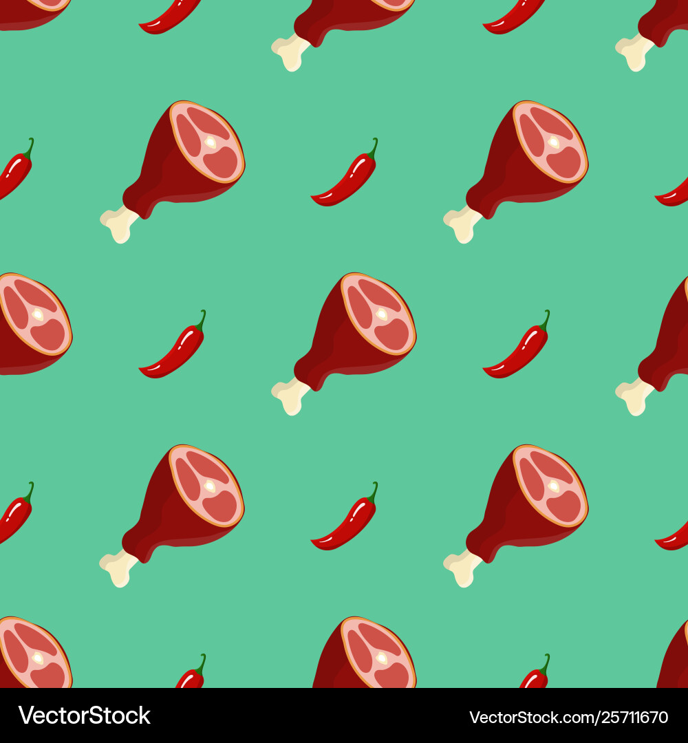 Seamless pattern with meat and chilli papper Seamless pattern with meat and chilli papper Vector Image