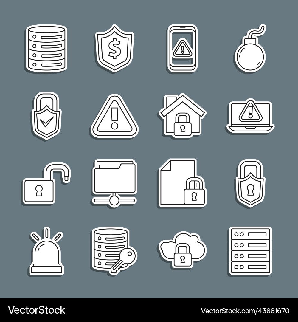 Set line server data web hosting lock laptop Set line server data web hosting lock laptop vector image