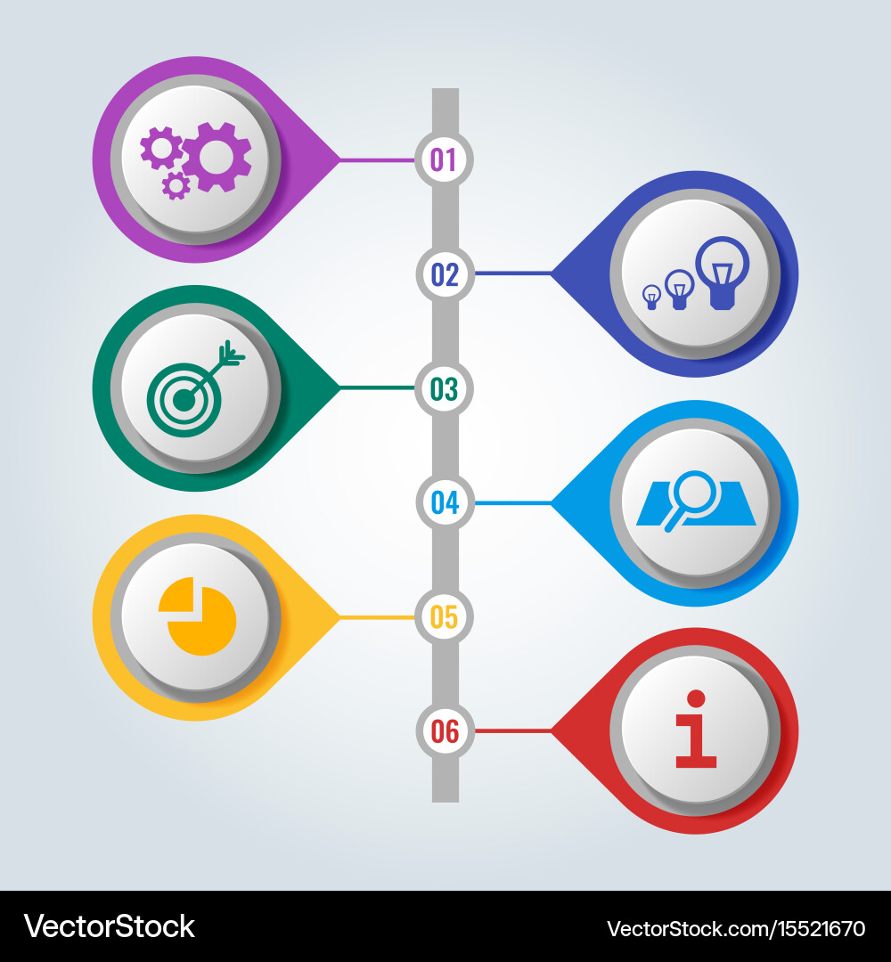 Set of icons with scheme and steps work vector image