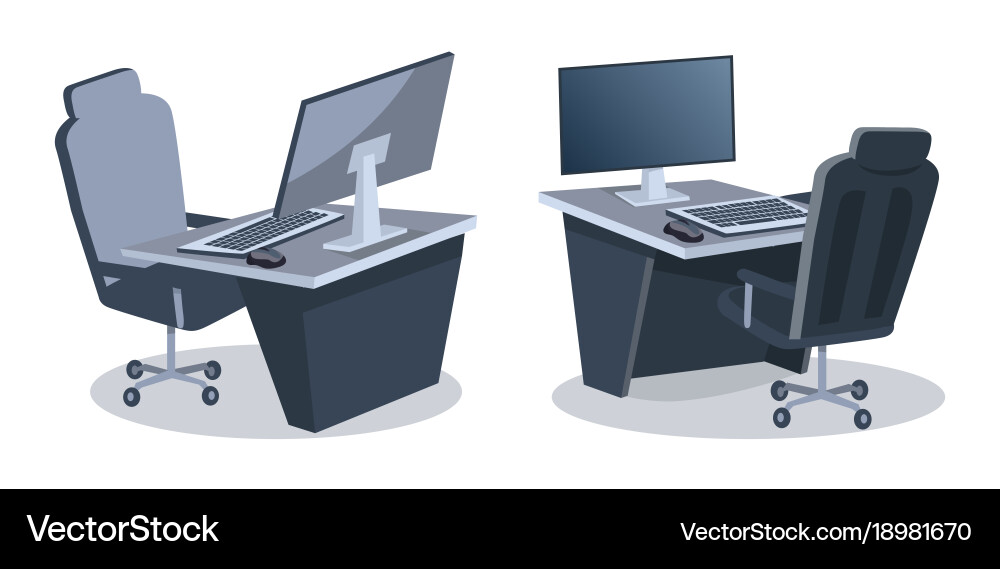 Two desks with computers Vector Image