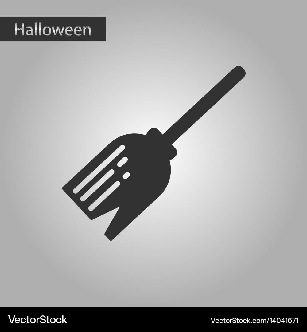 Black and white style icon halloween witch broom Vector Image