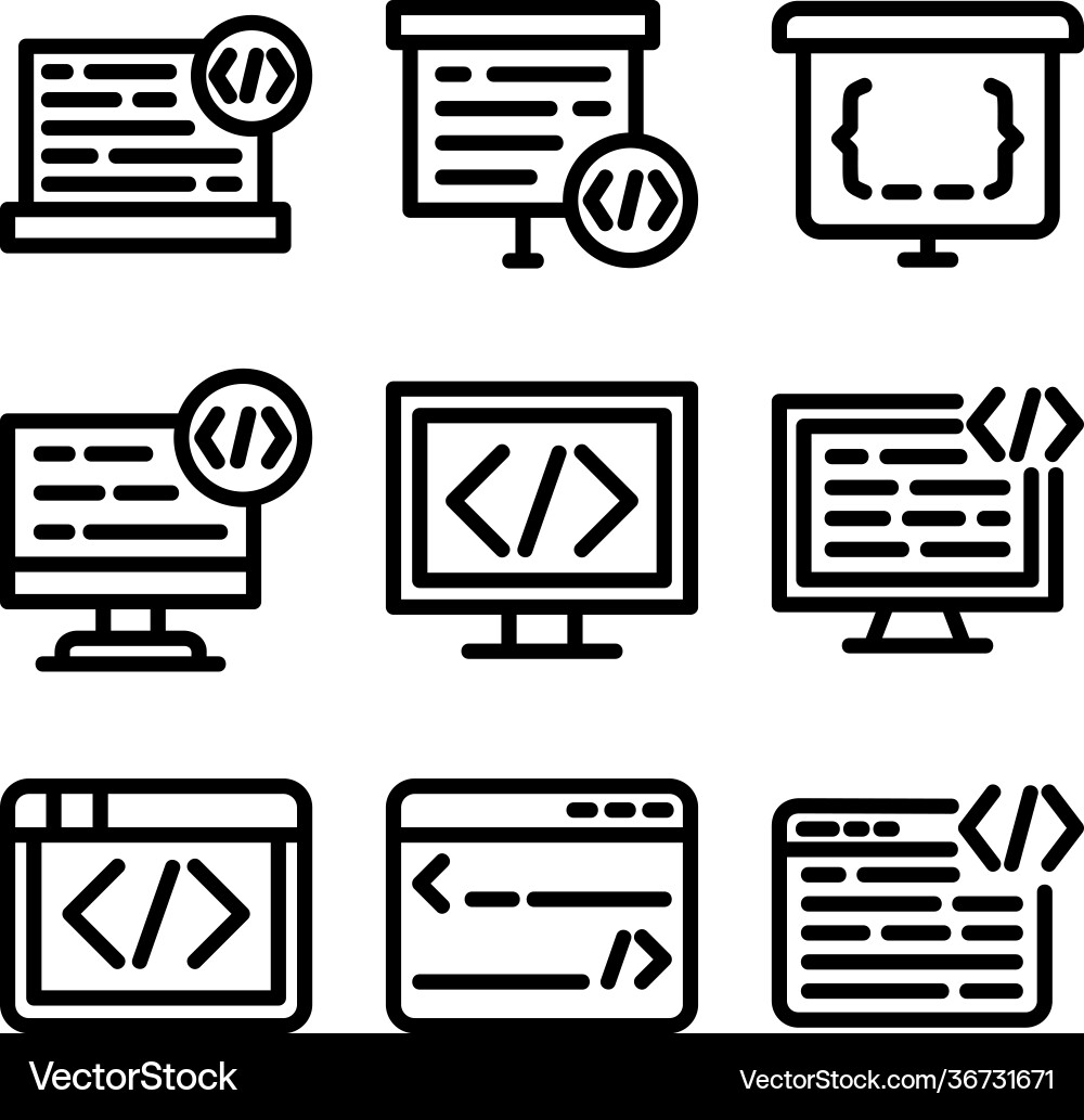 Coding icon or logo isolated sign symbol Vector Image
