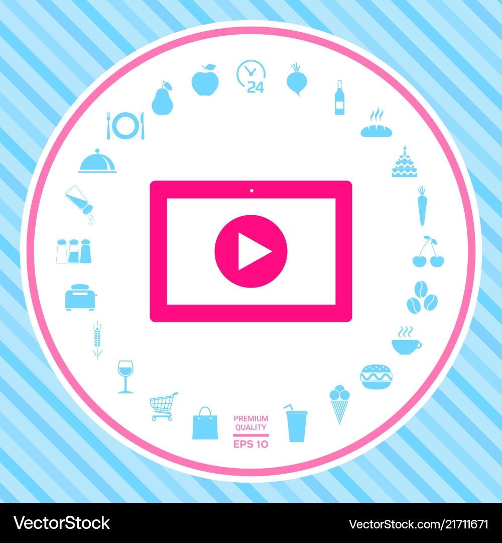 Computer tablet with play button icon Computer tablet with play button icon vector image