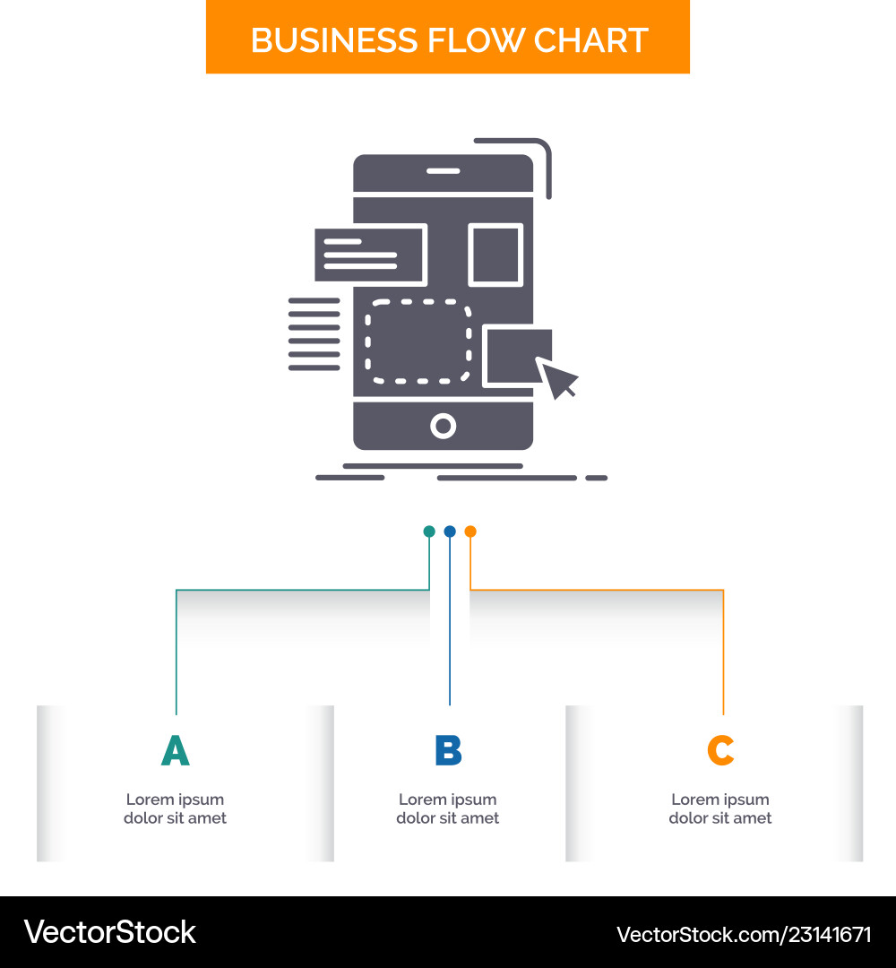 Drag mobile design ui ux business flow chart Drag mobile design ui ux business flow chart vector image