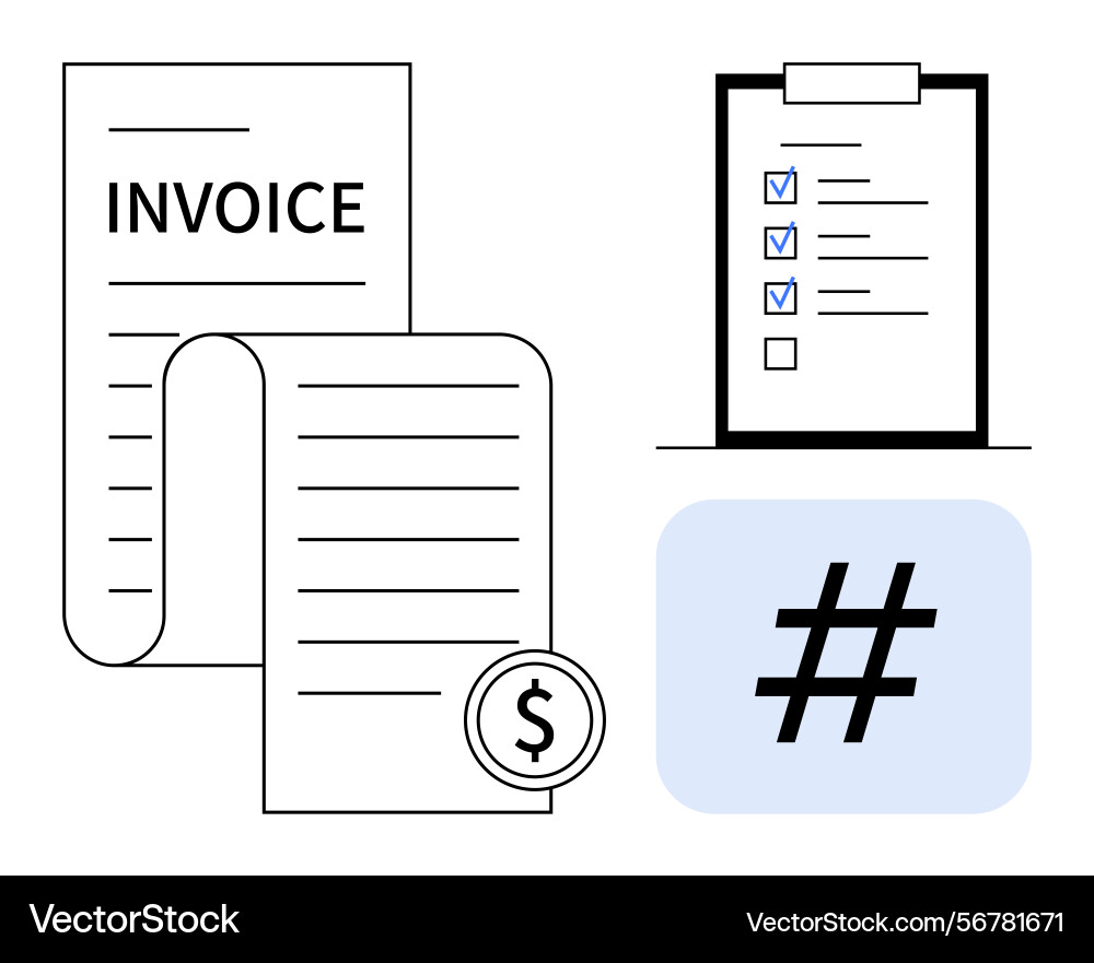 Invoice checklist and metadata tag elements Invoice checklist and metadata tag elements vector image