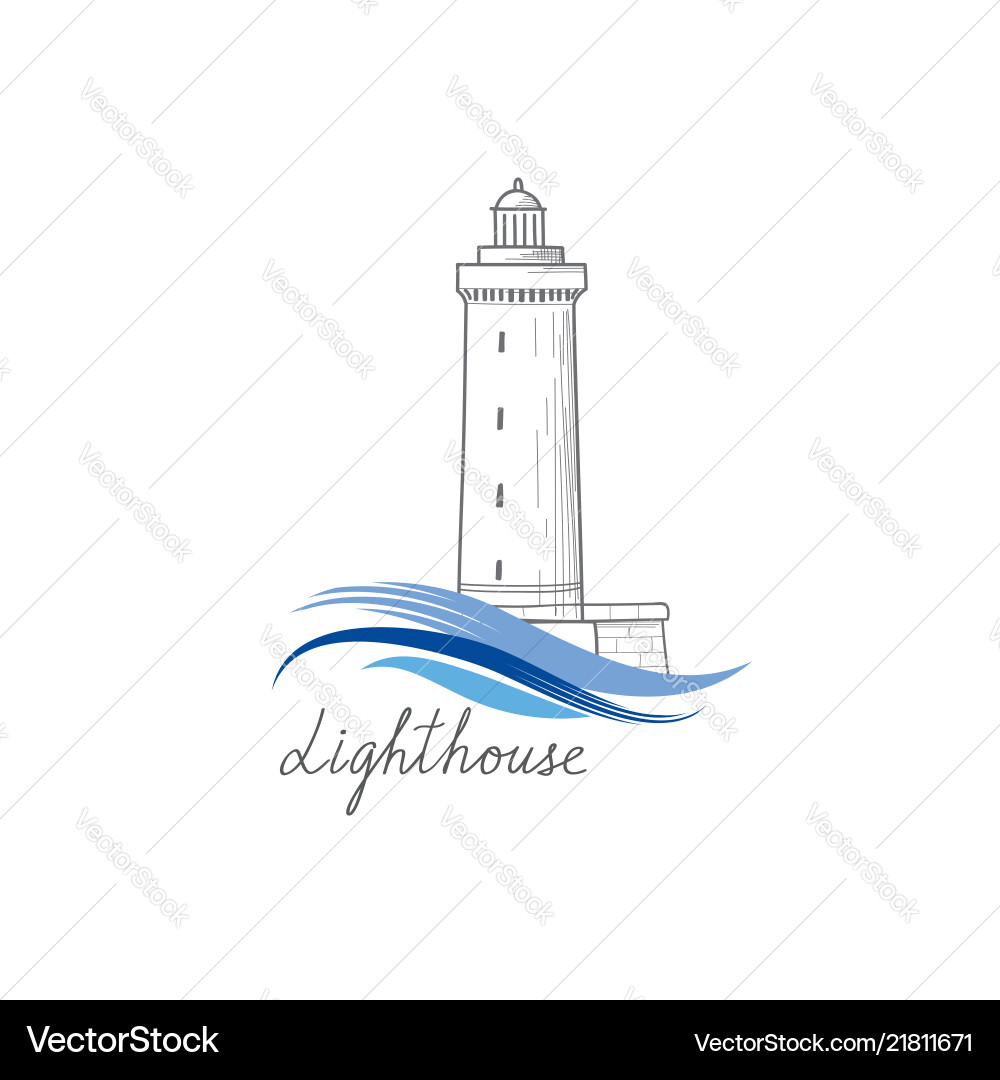 Lighthouse logo hand drawn sketch symbol Lighthouse logo hand drawn sketch symbol vector image