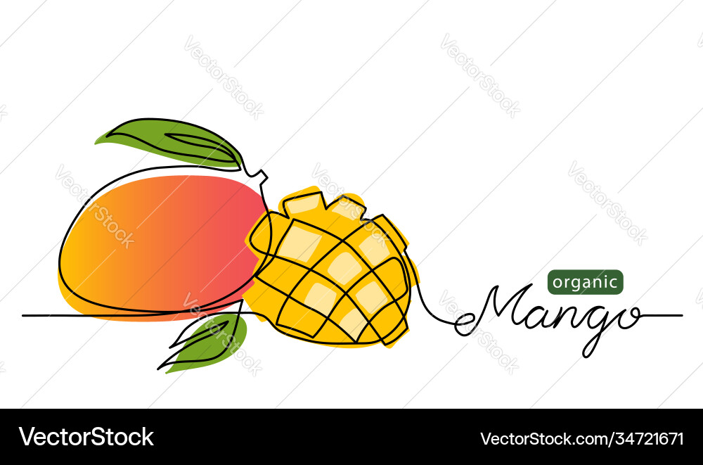 Mango one line drawing art Mango one line drawing art vector image