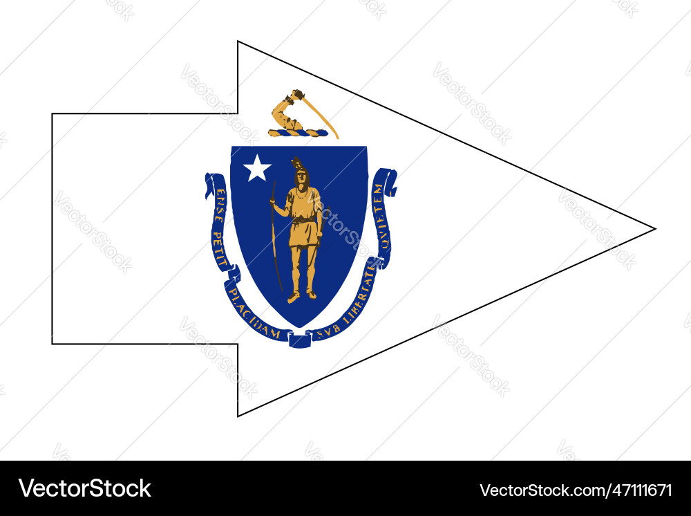 Massachusetts state flag arrow pointer vector image