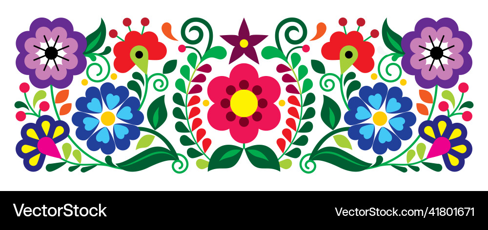 Mexican Floral Embroidery Pattern Vector Image