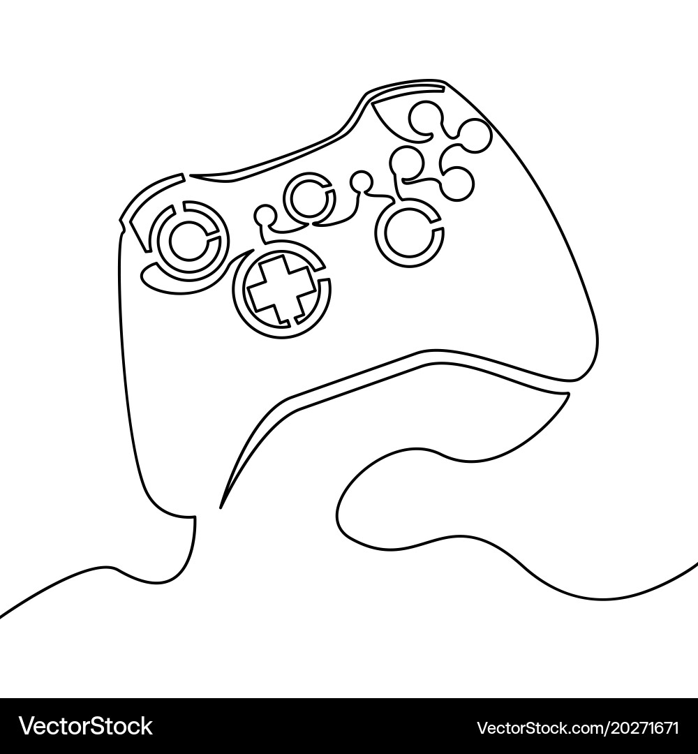One continuous line joystick outline Vector Image