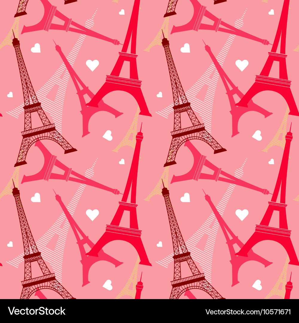 Seamless pattern with eiffel tower vector image