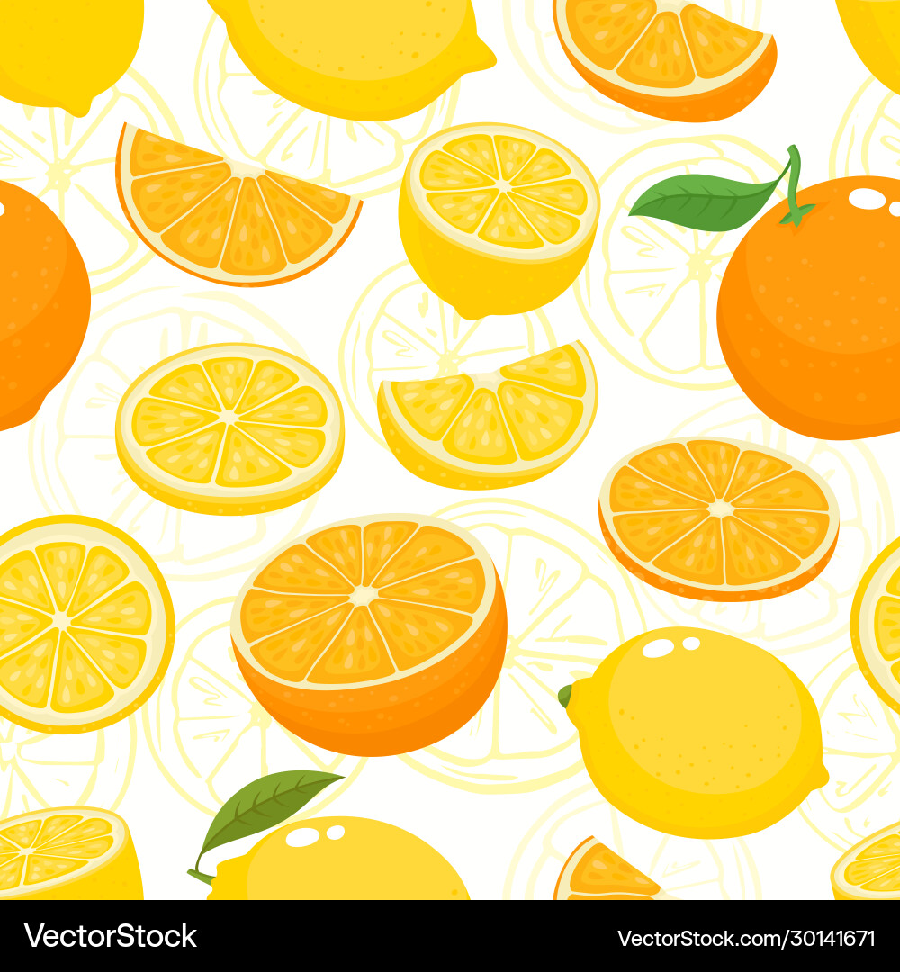 Seamless pattern with lemons and oranges Seamless pattern with lemons and oranges vector image