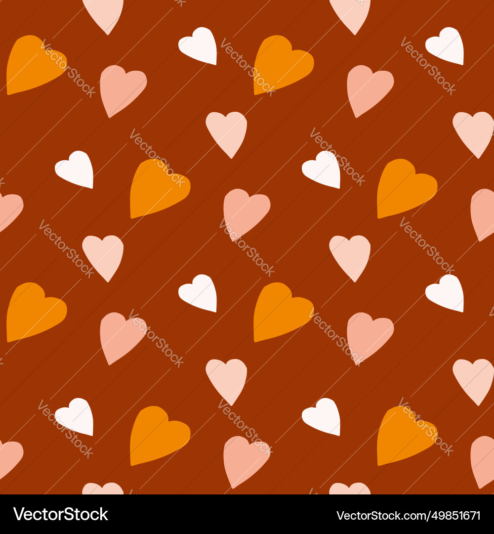 Seamless pattern with light orange hearts image Vector Image