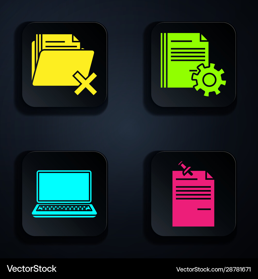 Set note paper with pinned pushbutton delete vector image