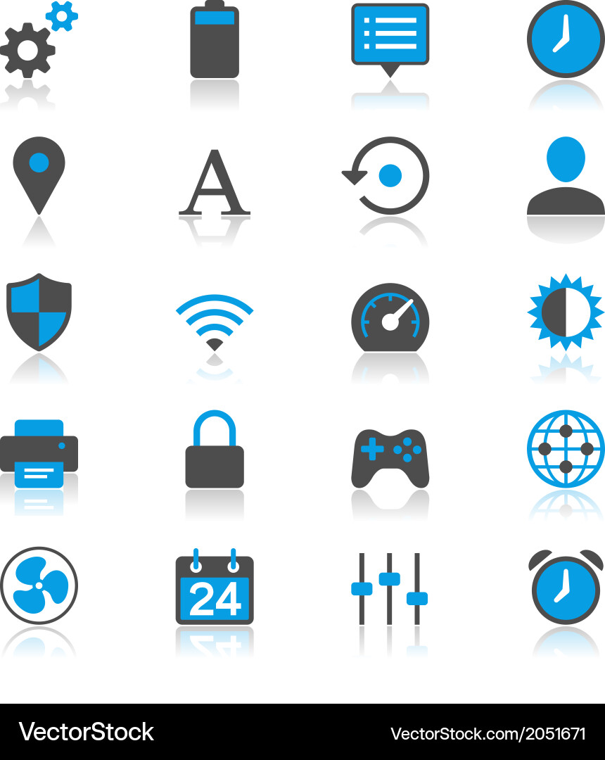 Setting Icons with Reflection vector image