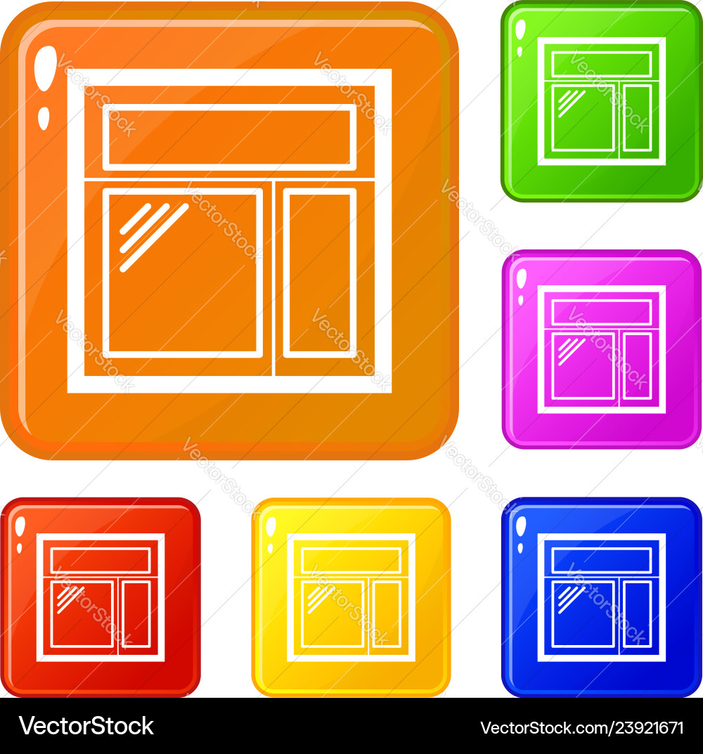 Square window frame icons set color Square window frame icons set color vector image