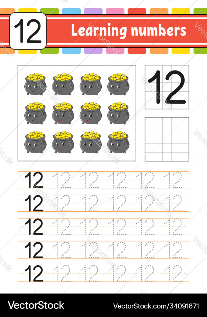 Trace and write numbers handwriting practice Trace and write numbers handwriting practice vector image