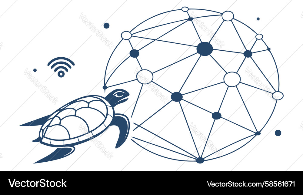 Turtle in Global Network Vector Image