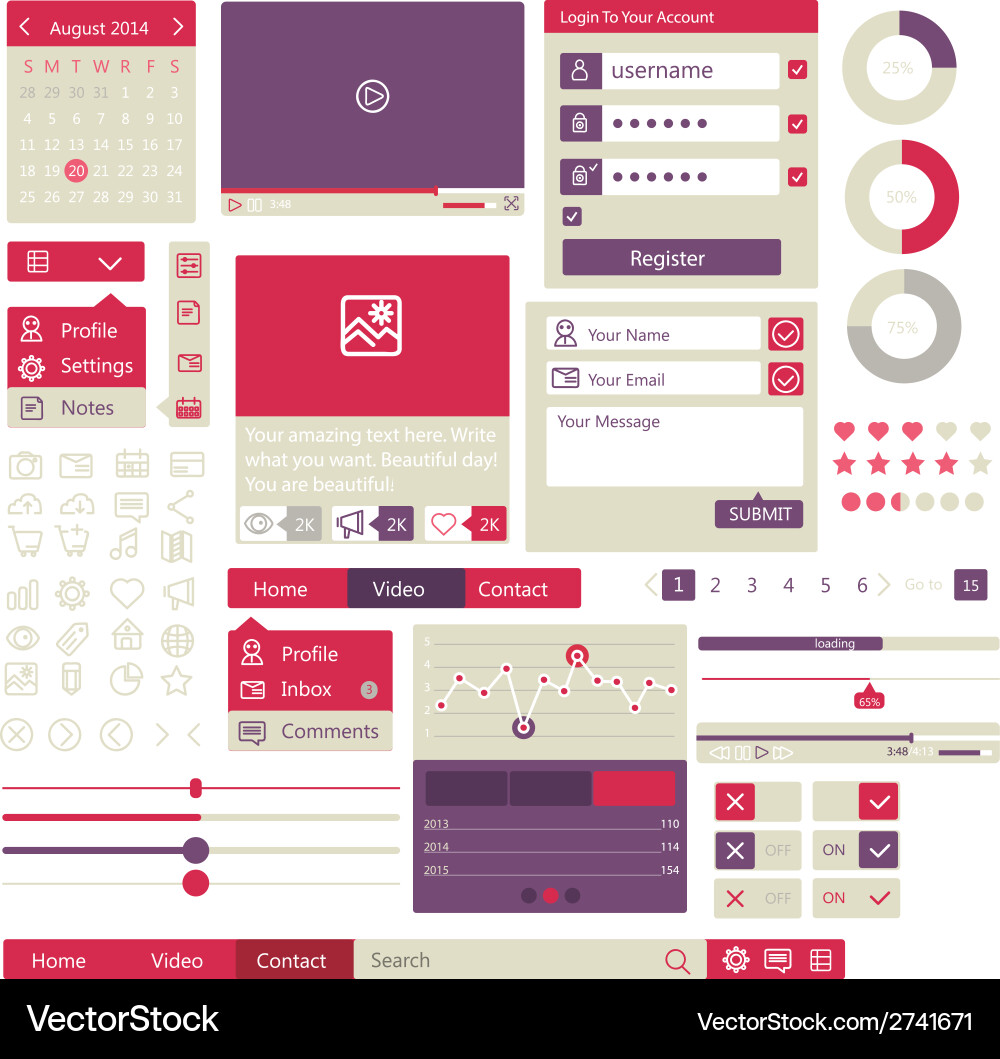 User interface flat design elements Vector Image