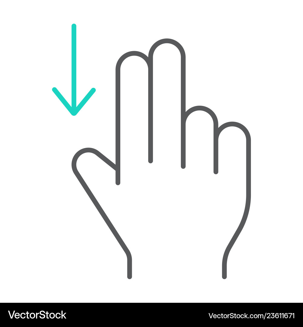 Zwei Finger nach unten dünne Linie Symbol Geste Zwei Finger nach unten dünne Linie Symbol Geste Vektorbild