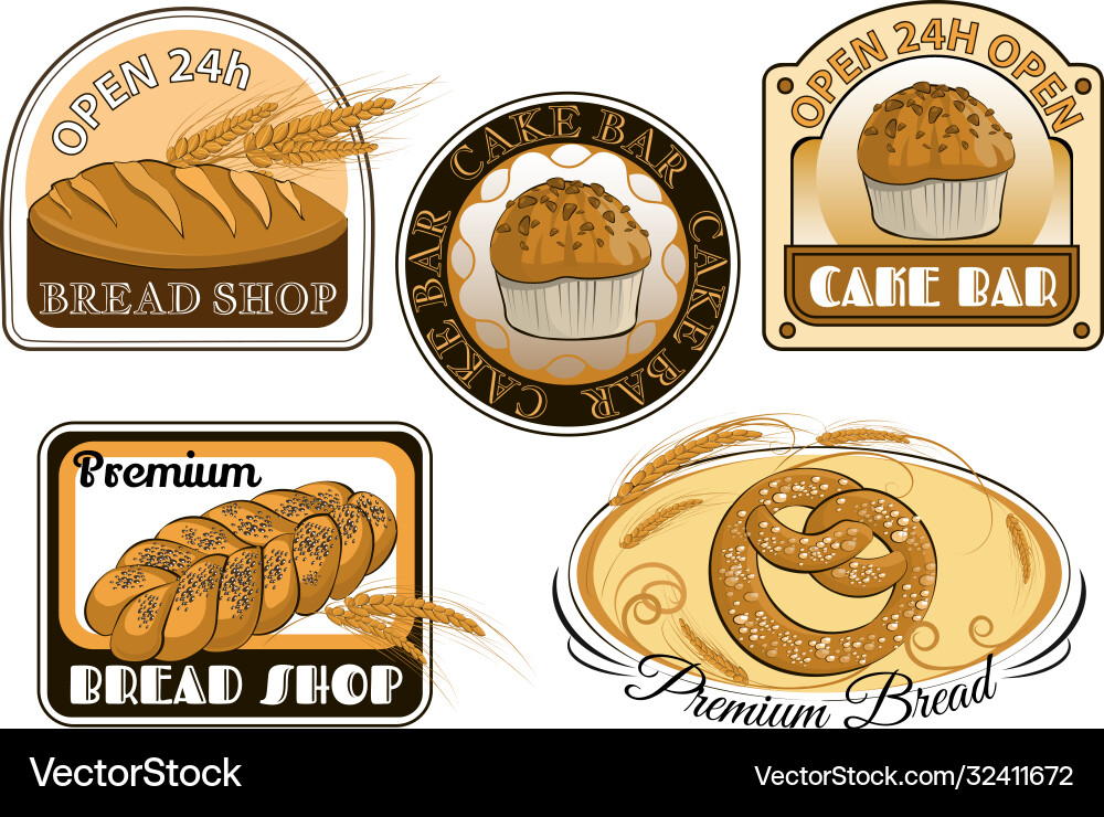 Bakery label set elements for your design Bakery label set elements for your design vector image