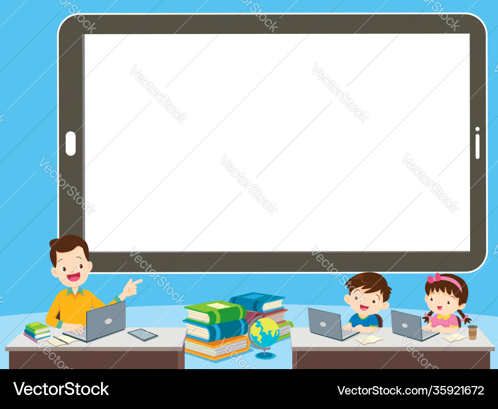 Children online learning concept Children online learning concept vector image