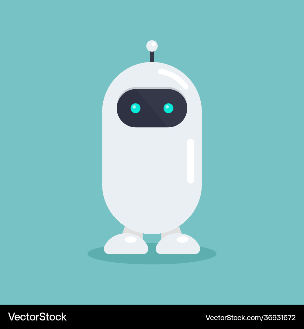 Cute robot in flat style Royalty Free Vector Image