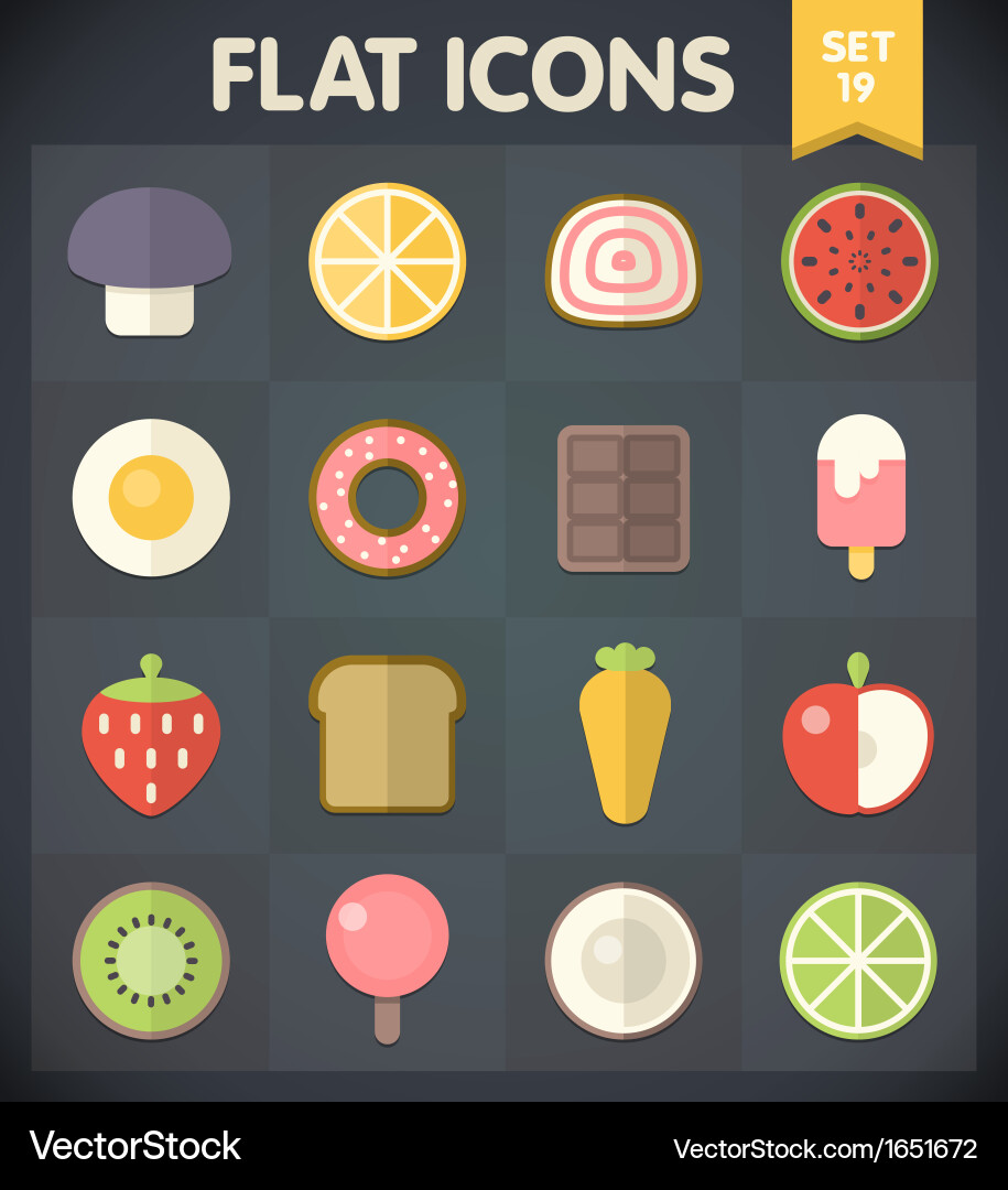 Flache Icons Food & Sweets Collection Vektorbild