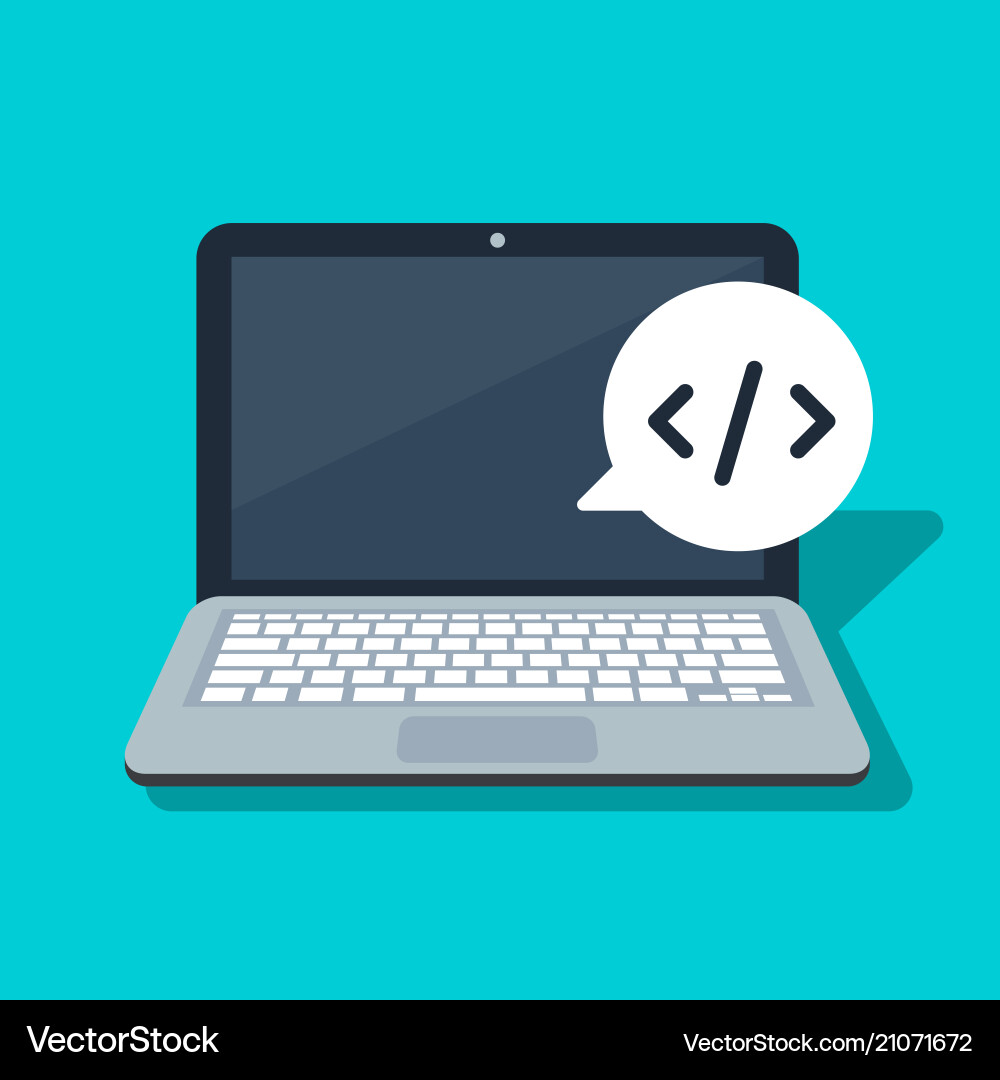 Icon programming on a laptop background speech Icon programming on a laptop background speech vector image