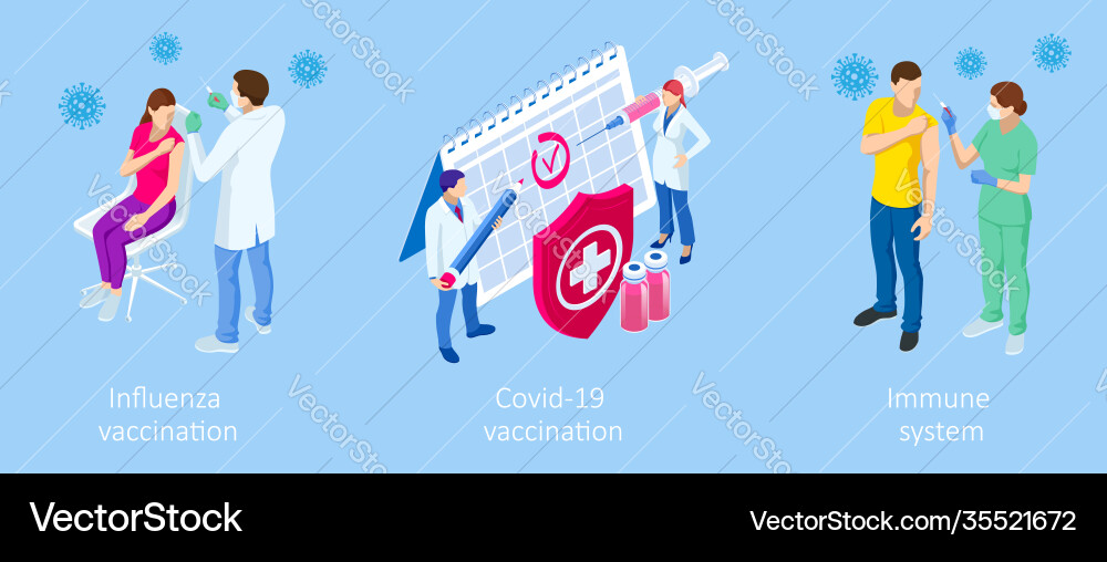 Isometrische Impfungs- und Immunisierungszeit Isometrische Impfungs- und Immunisierungszeit vektorbild