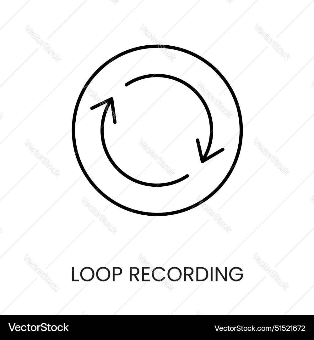 Loop recording line icon with editable vector image