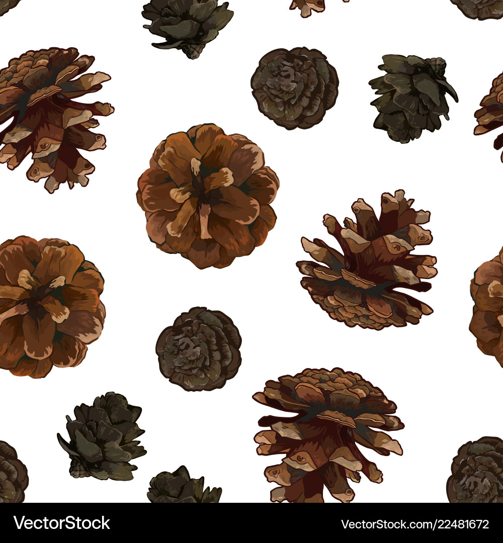 Pine Cone Pattern - Seamless Vector Image