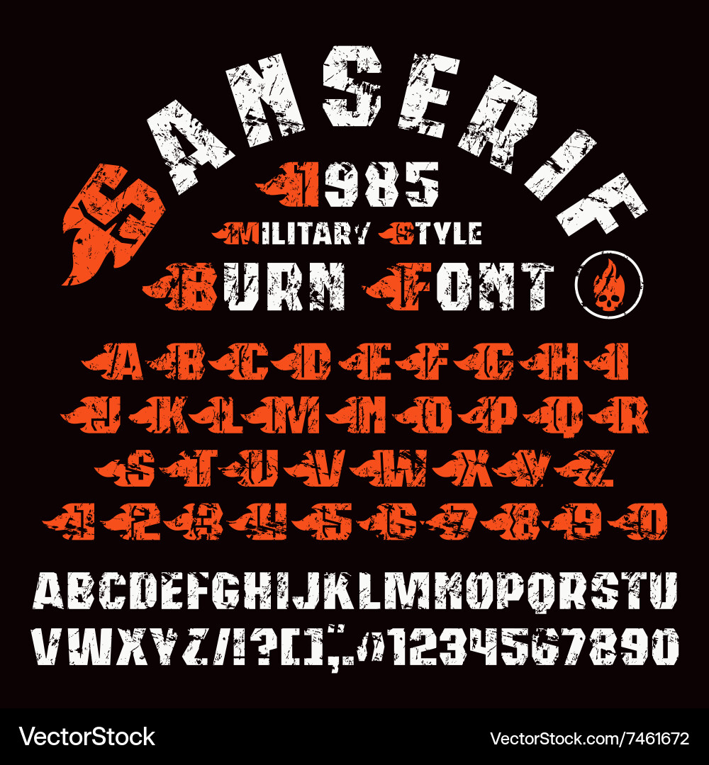 Sanserif font and set of initial letter Vector Image