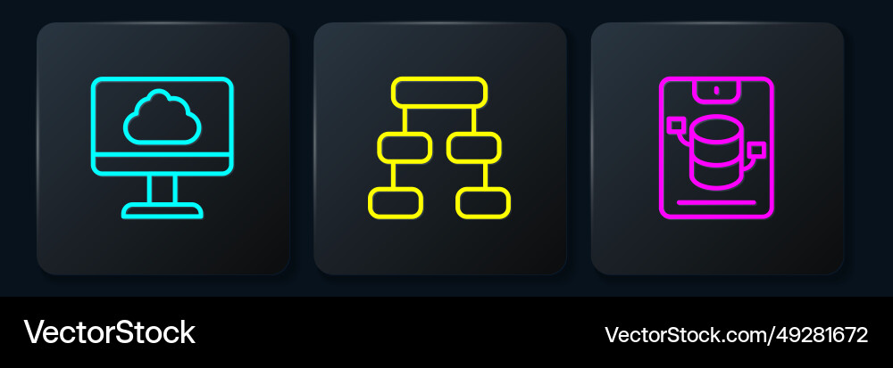 Set line cloud technology data transfer server Set line cloud technology data transfer server vector image