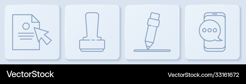 Set line document and cursor pencil with eraser Set line document and cursor pencil with eraser vector image