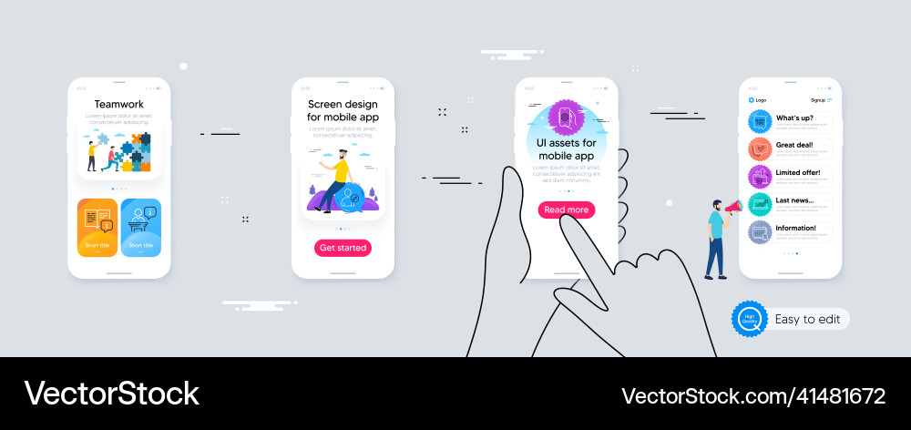 Set of notification podium and app settings line Set of notification podium and app settings line vector image