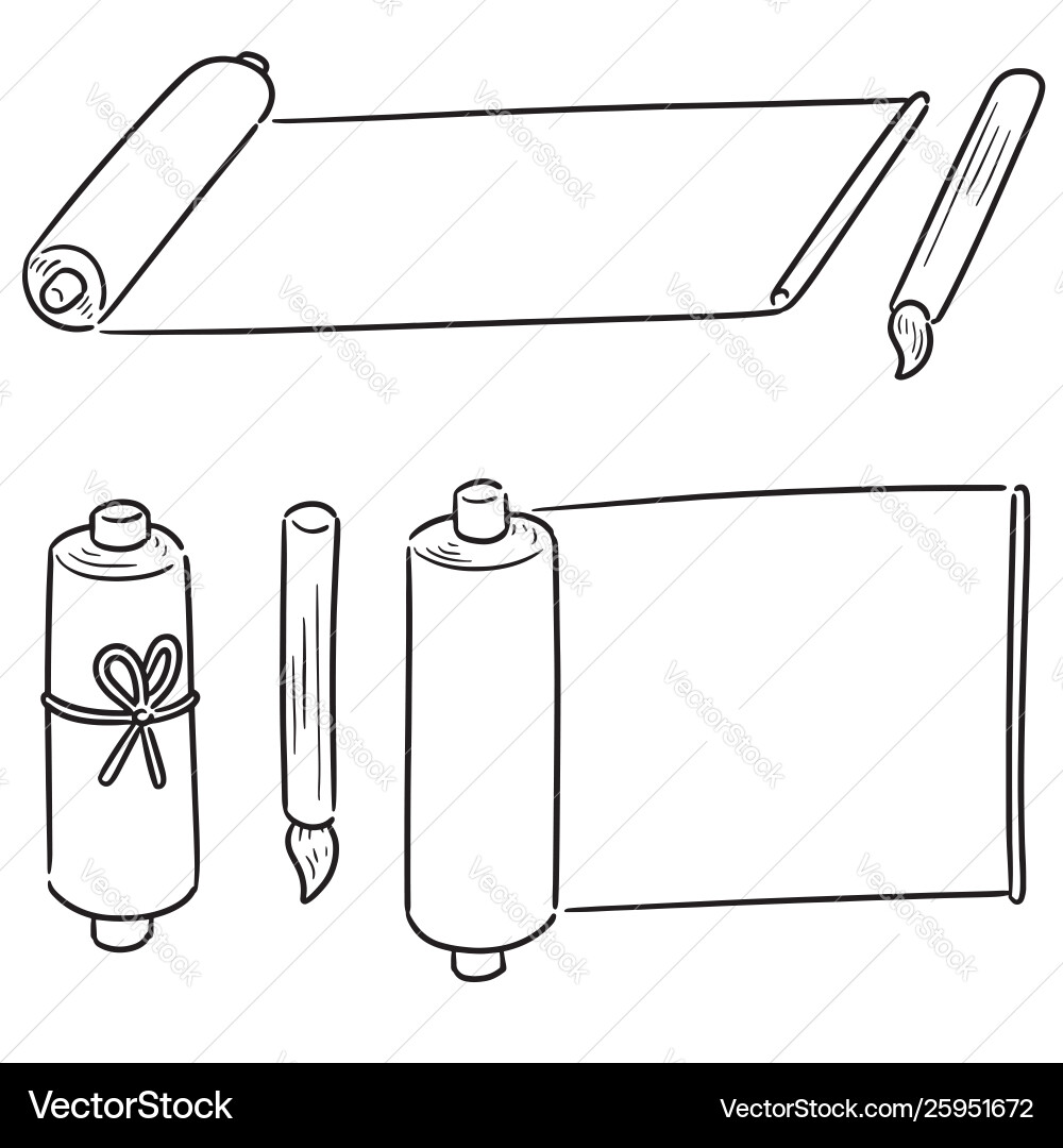 Set scroll and brush vector image