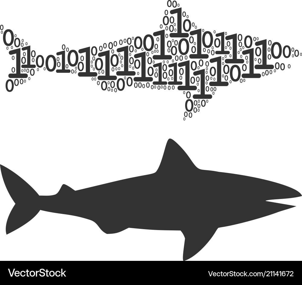 Shark mosaic of binary digits Shark mosaic of binary digits vector image