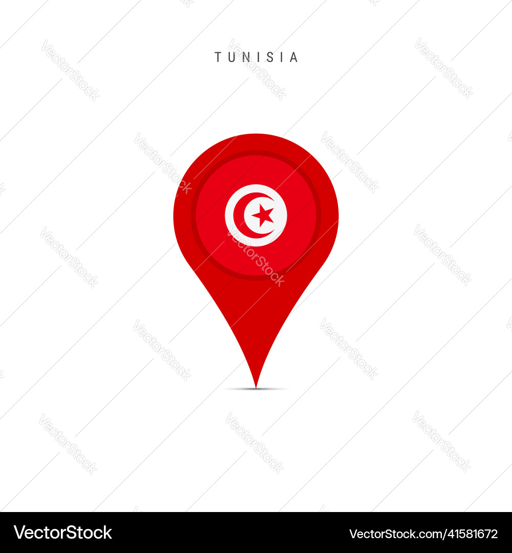 Teardrop map marker with flag of tunisia flat Teardrop map marker with flag of tunisia flat vector image