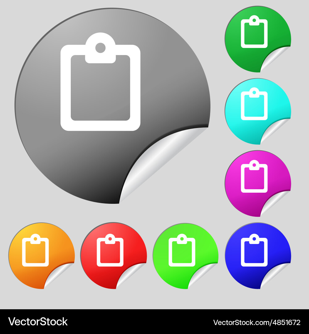 Text file icon sign set of eight multi-colored vector image