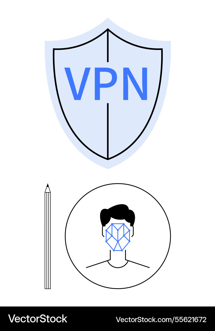 Virtual private network shield with biometrics Virtual private network shield with biometrics vector image