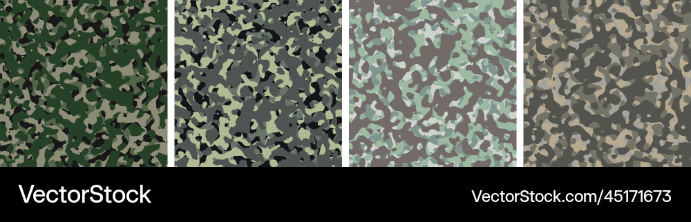 4 camouflage background set pattern design vector image