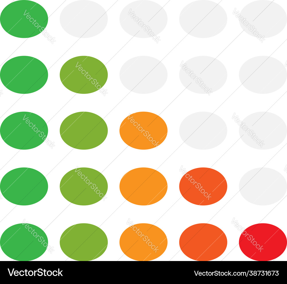 5-step simple progress level indicator with color 5-step simple progress level indicator with color vector image