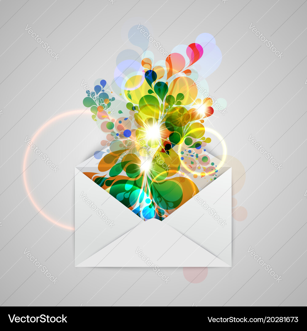 An envelope with a colorful abstract Vector Image
