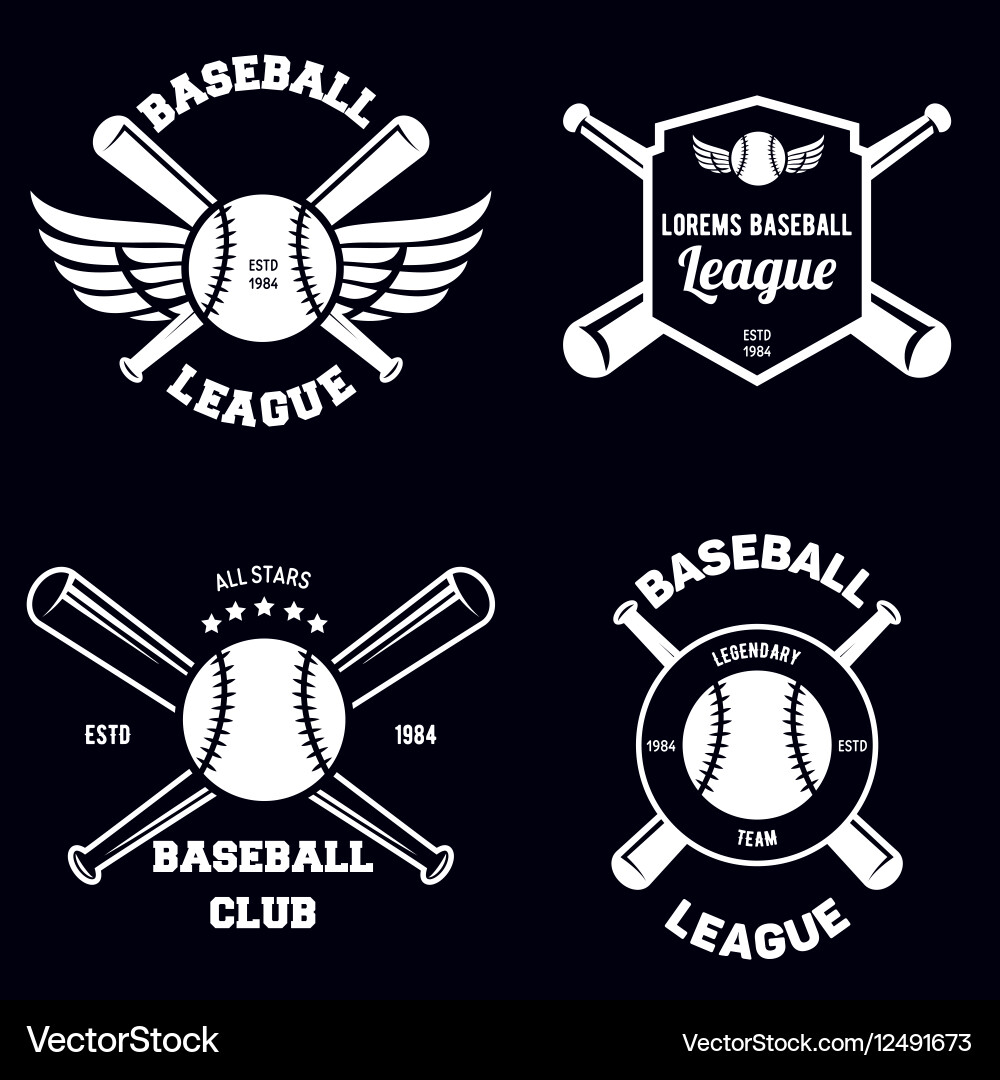 Baseball Logo Badge Set - Sport Emblem Vector Image