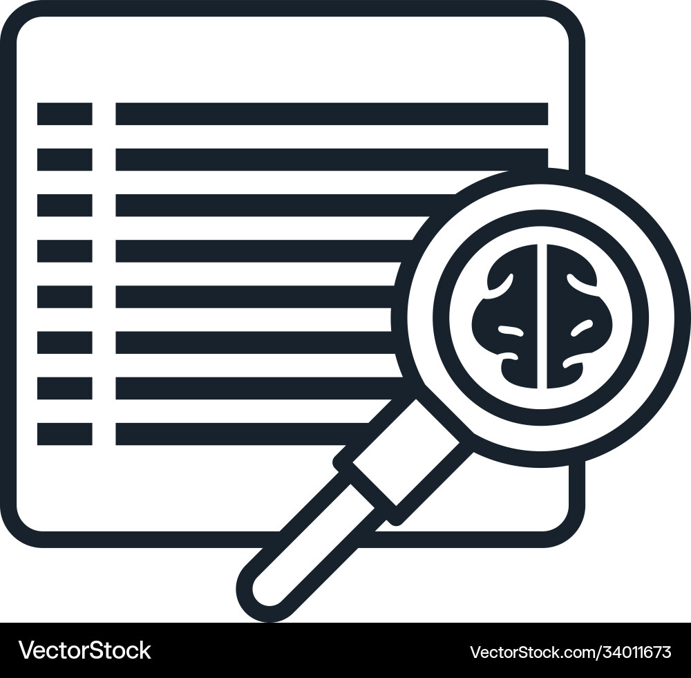 Brain in lupe with document line style icon Brain in lupe with document line style icon vector image