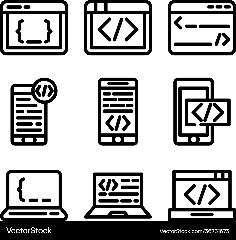 Coding icon or logo isolated sign symbol Coding icon or logo isolated sign symbol Vector Image