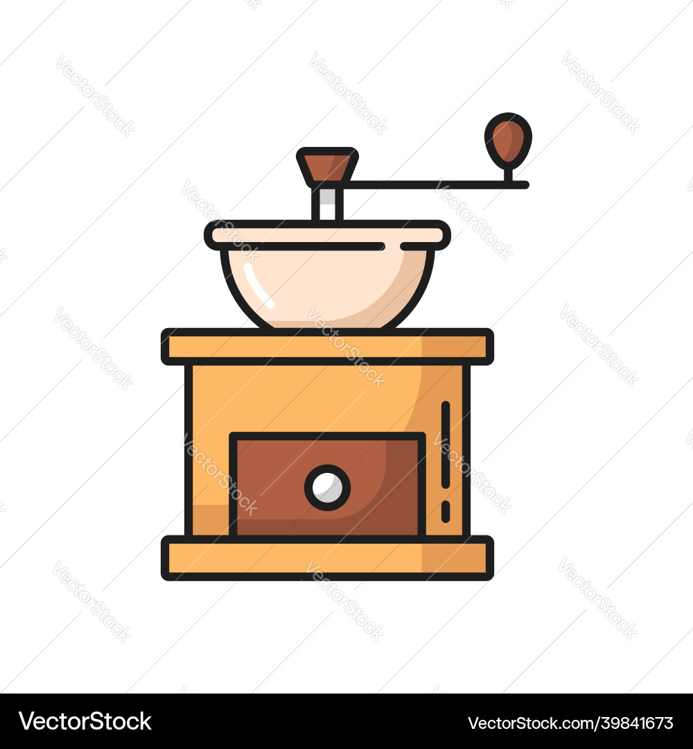 Coffee grinder retro machine with handle Coffee grinder retro machine with handle Vector Image
