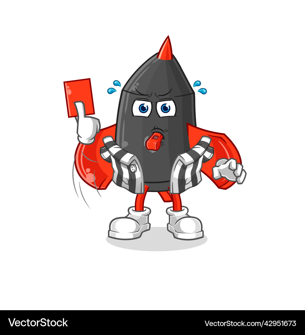 Dart referee with red card character Dart referee with red card character Vector Image